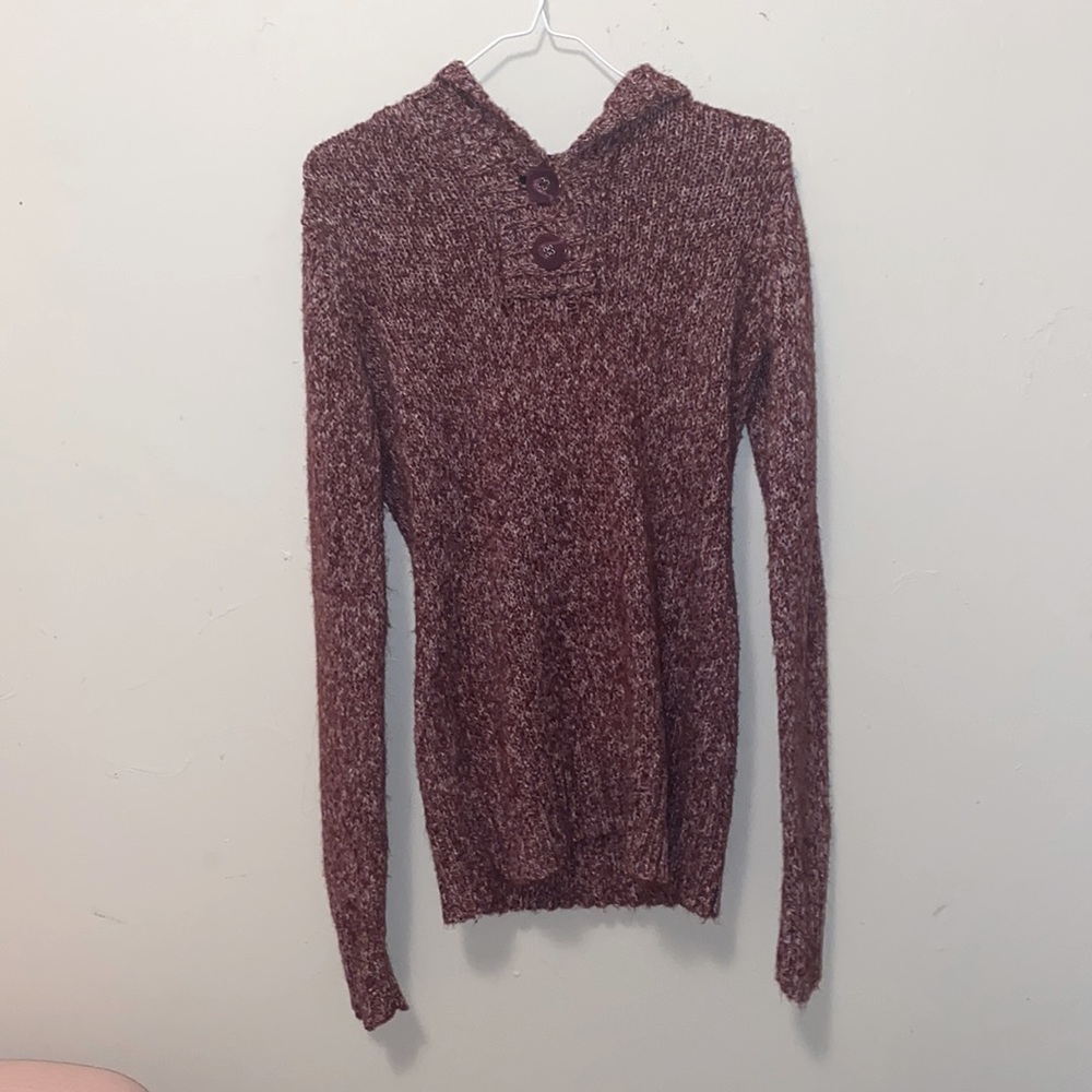 Maroon Knit Hoodie